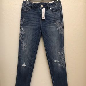 WHBM Jeans With Appliquéd Trim, Sz 4, NWT